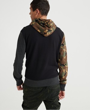 Superdry Split Camo Cipzár Férfi Kapucnis Pulóver MélySzürke | COZDM3851